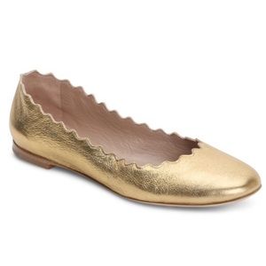 CHLOE scalloped leather ballet flat